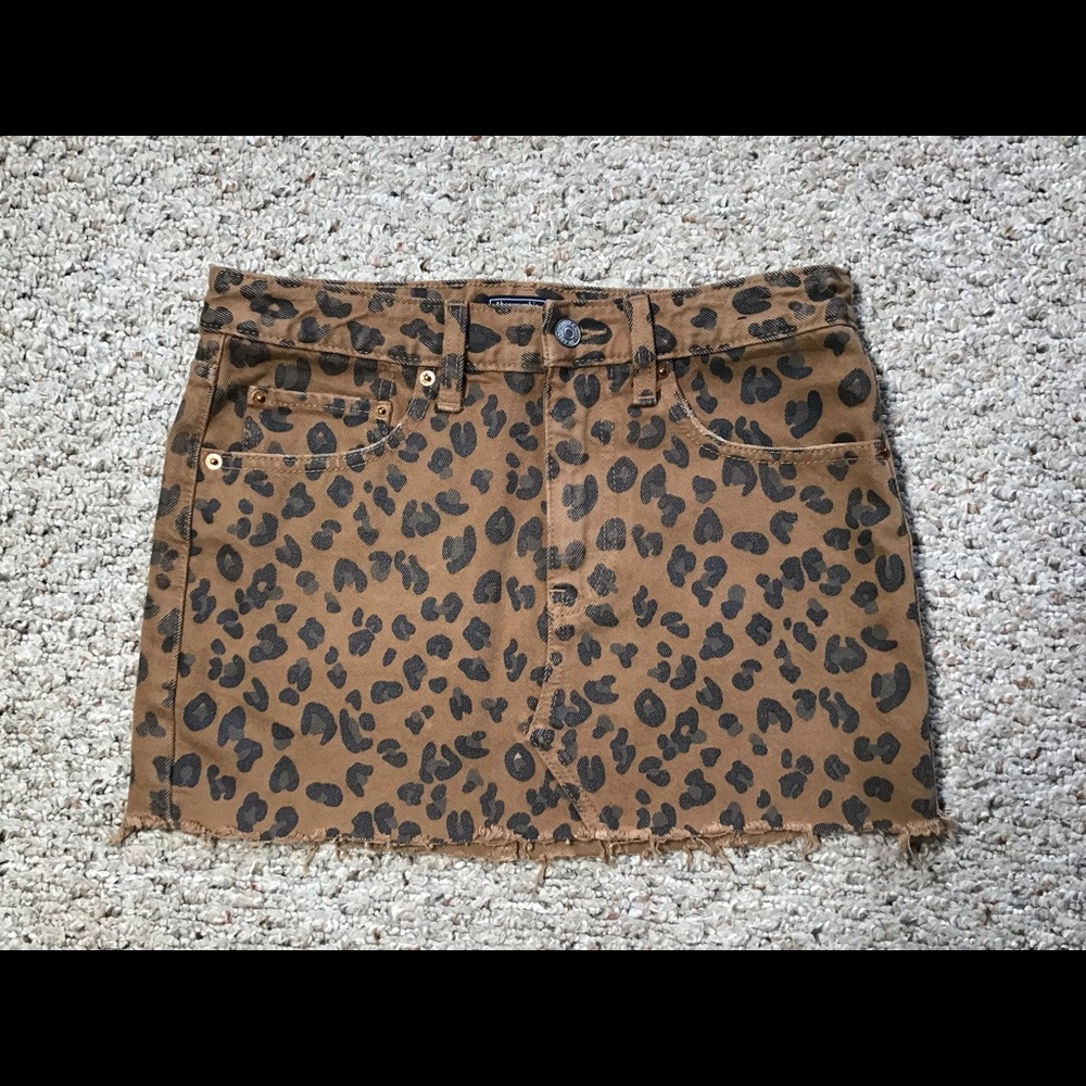 Womens Abercrombie Leopard Print Low Rise Micro Mini Skirt 0 / 25